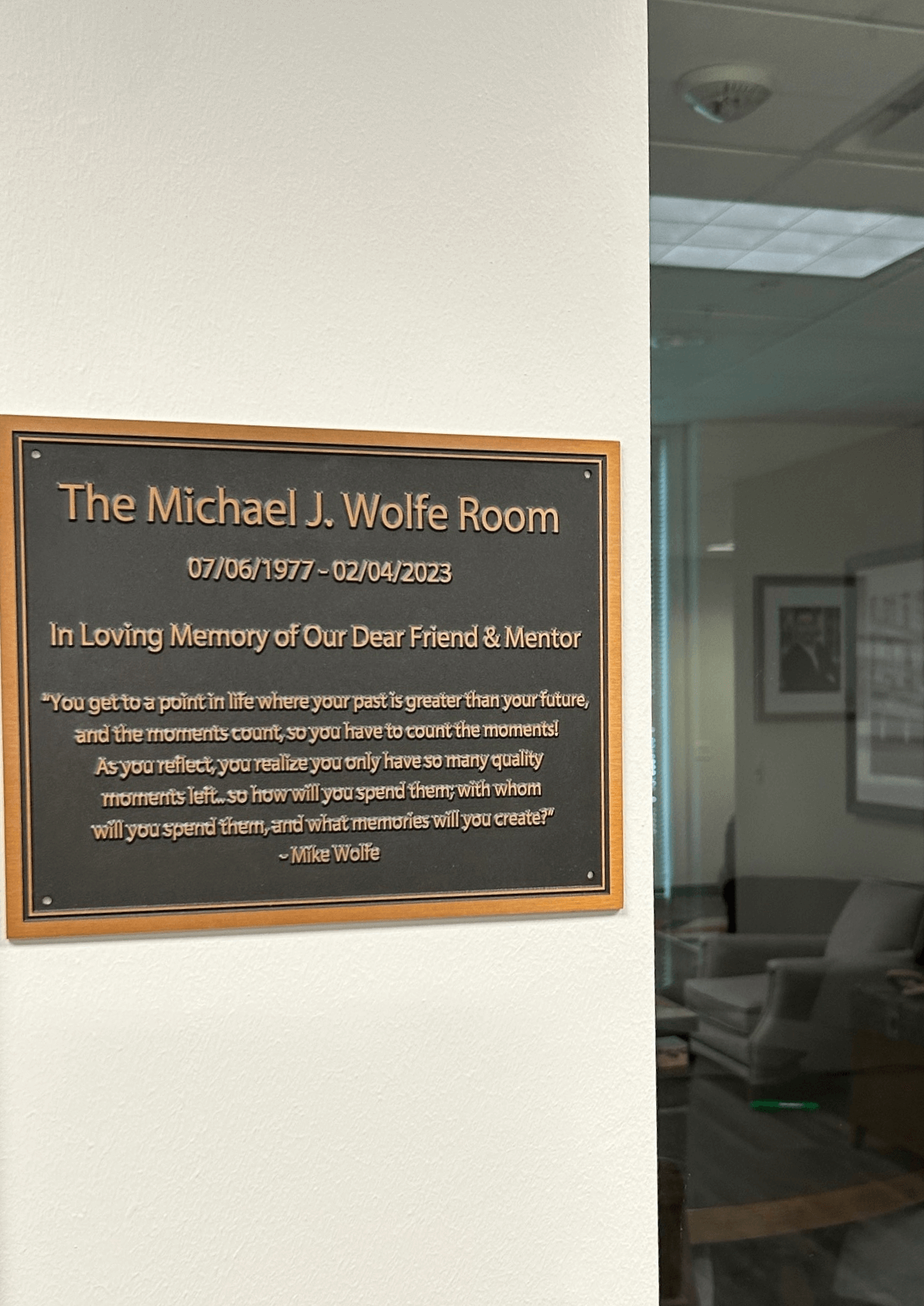Michael Wolfe Memorial Plaque